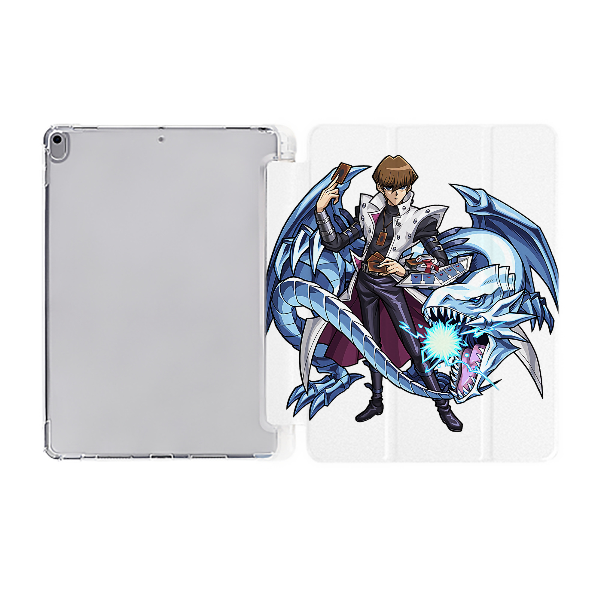 （画像用） 遊☆戯☆王 Yu-Gi-Oh! IPad ケース ペン収納付き 三つ折りスタンド PUレザー×シリコン 対応機種9.5/10.5/10.9インチ